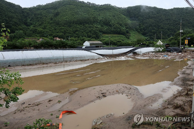 폭우로 잠긴 농경지