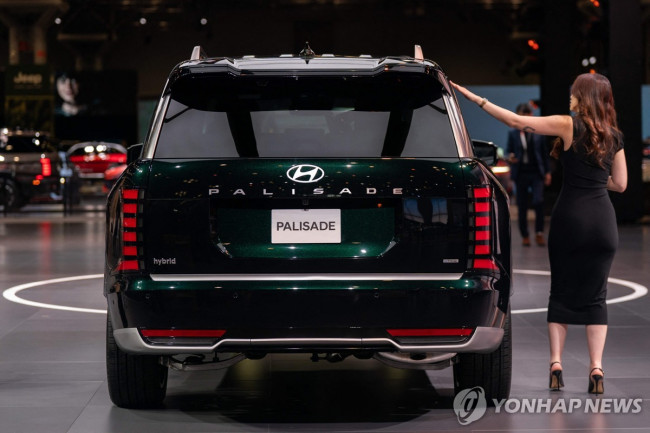 16일 뉴욕 오토쇼에 전시된 현대차 팰리세이드
