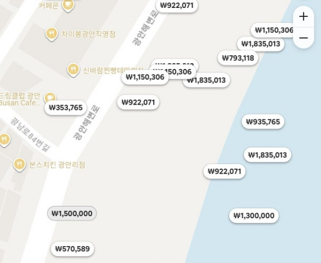 부산불꽃축제날 광안리 해변 숙박업소 가격