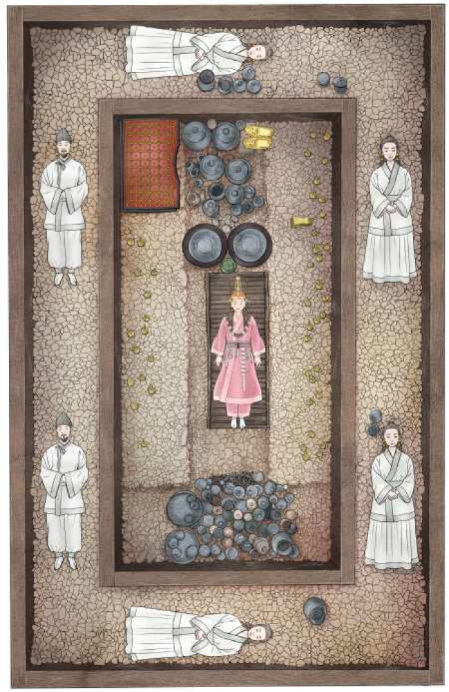 쪽샘 44호 무덤의 모습을 그린 삽화